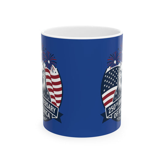 250th Anniversary USA Flag Eagle Mug | Patriotic Ceramic Coffee Cup