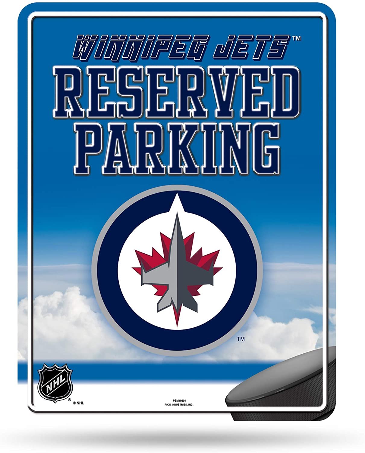 Winnipeg Jets Metal Parking Sign, 8.5x11 Inch, Embossed