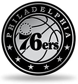 Philadelphia 76ers Silver Chrome Color Auto Emblem, Raised Molded Plastic, 3.5 Inch, Adhesive Tape Backing