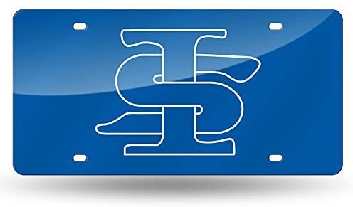 Rico Industries NCAA Indiana State Sycamores Laser Inlaid Metal License Plate Tag, Blue, 6" x 12"
