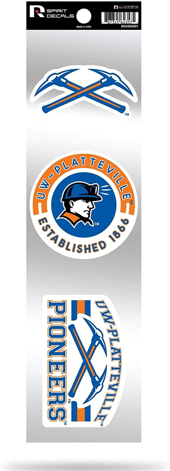 Wisconsin Platteville Pioneers Triple Retro Throwback Spirit Decals Flat Vinyl Auto Home Sticker Sheet University of