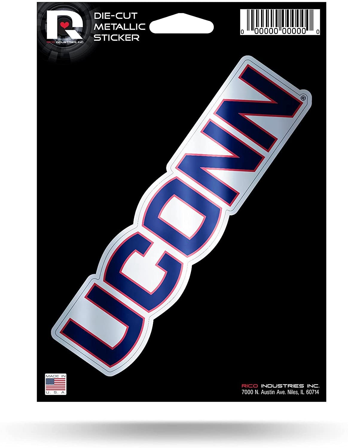 University of Connecticut Huskies UCONN 5 Inch Sticker Decal Metallic Shimmer Design Flat Vinyl