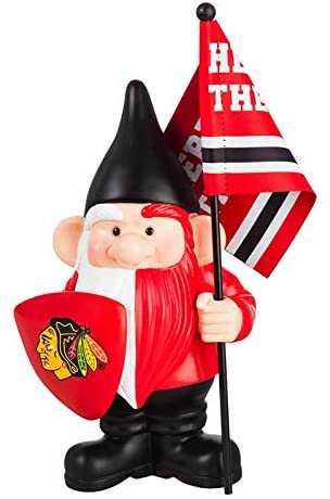 Chicago Blackhawks, 10 Inch Outdoor Garden Gnome, Includes Team Flag
