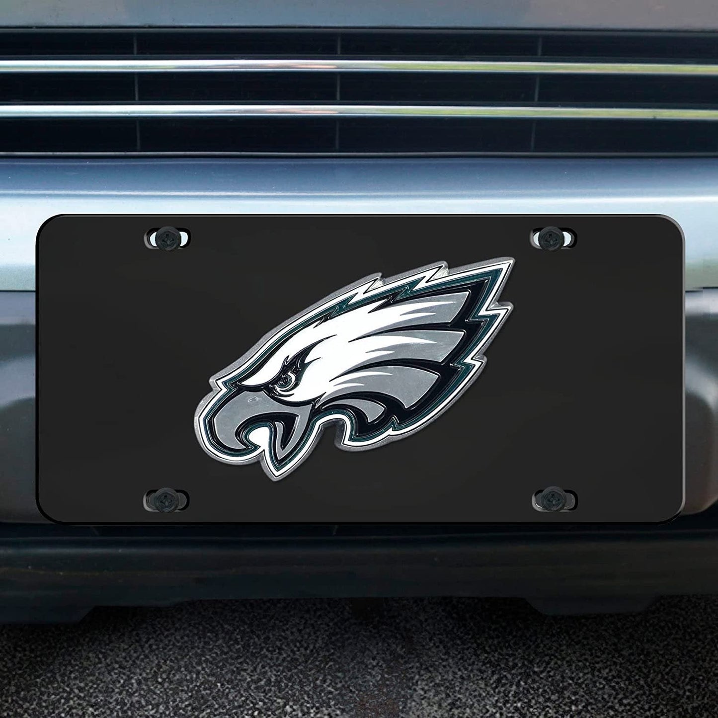 Philadelphia Eagles Metal License Plate Tag Die Cast 3D Black Stainless Steel