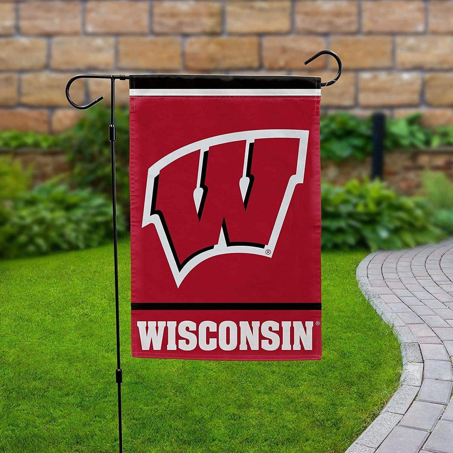 University of Wisconsin Badgers Double Sided Garden Flag Banner 12x18 Inch Solid Design