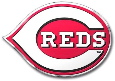 Cincinnati Reds Aluminum Metal Color Auto Emblem Raised Shape Cut Full Adhesive Backing