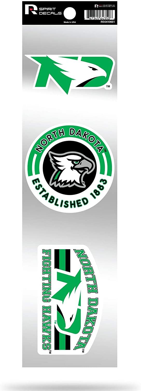North Dakota Fighting Hawks UND Triple Retro Throwback Spirit Decals Flat Vinyl Auto Home Sticker Sheet University of