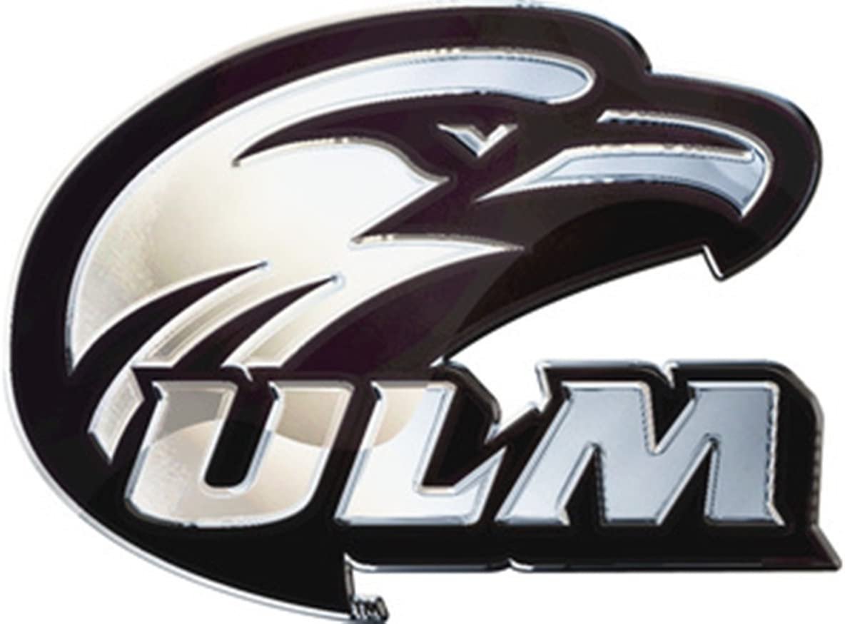 University of Louisiana Monroe Warhawks Premium Solid Metal Raised Auto Emblem, Shape Cut, Adhesive Backing