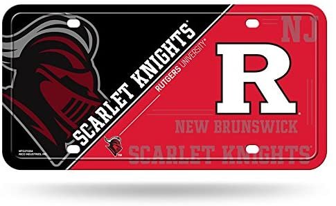 Rutgers University Scarlet Knights Metal Auto Tag License Plate, Split Design, 6x12 Inch