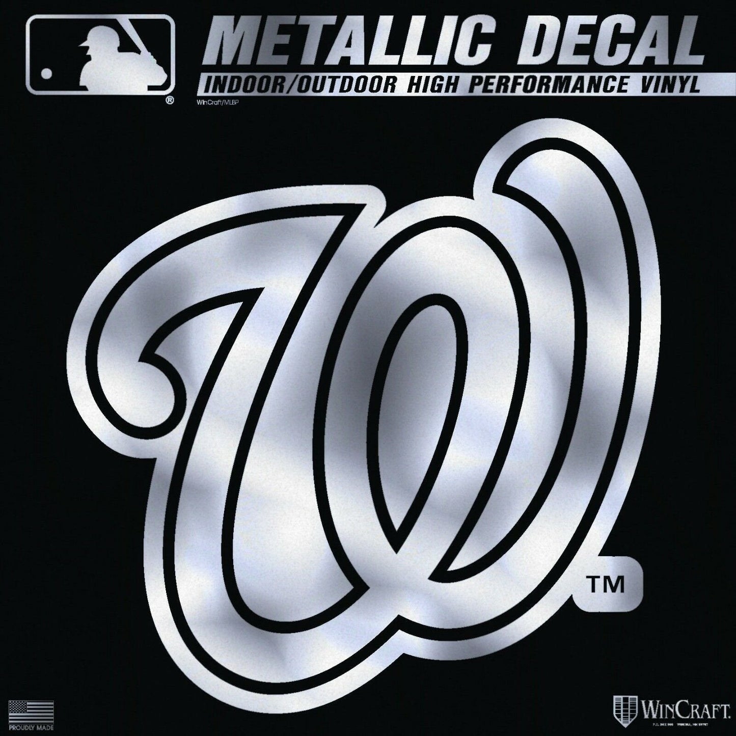 Washington Nationals 6 Inch Decal Sticker, Metallic Chrome Shimmer Design