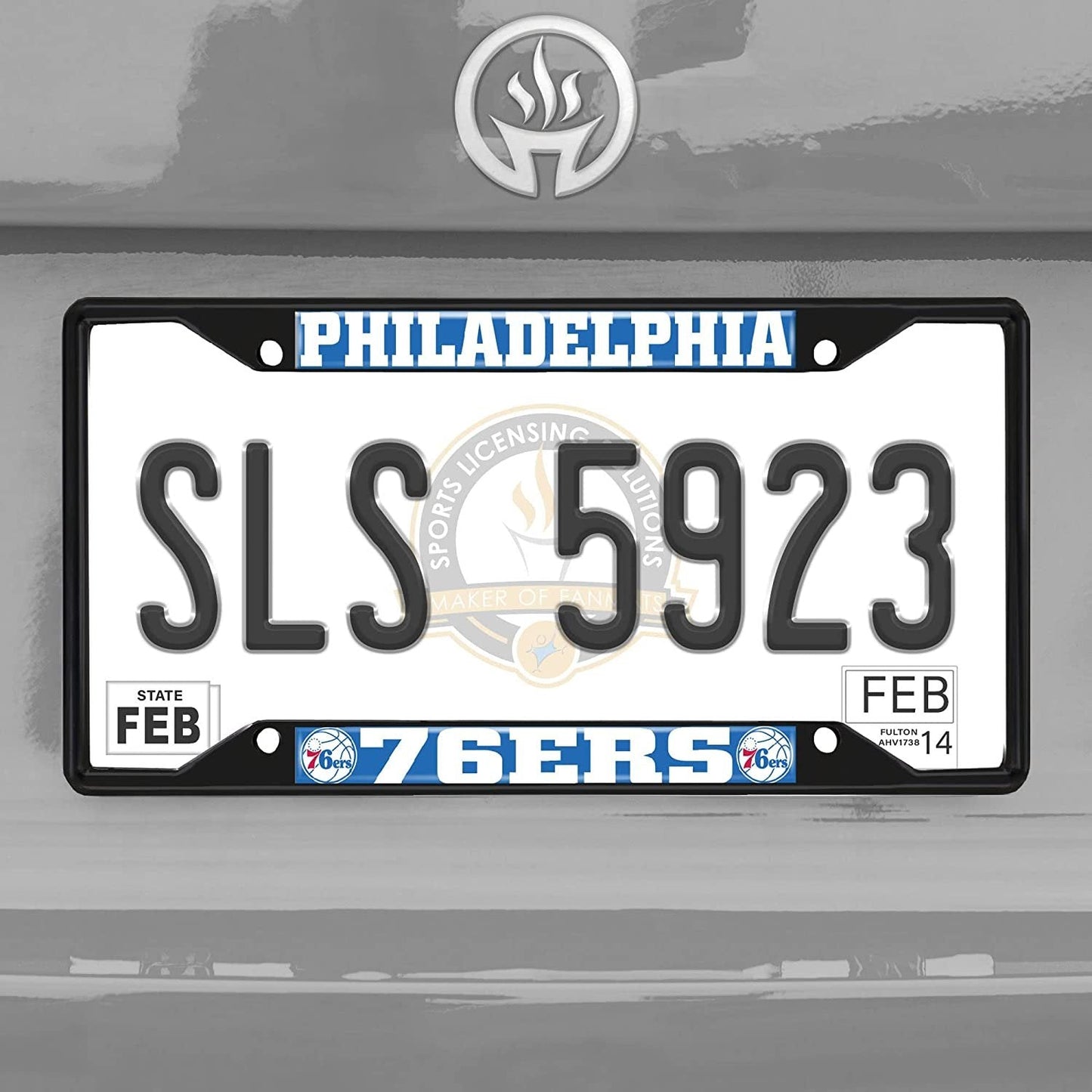 FANMATS 31338 Philadelphia 76ers Metal License Plate Frame Black Finish