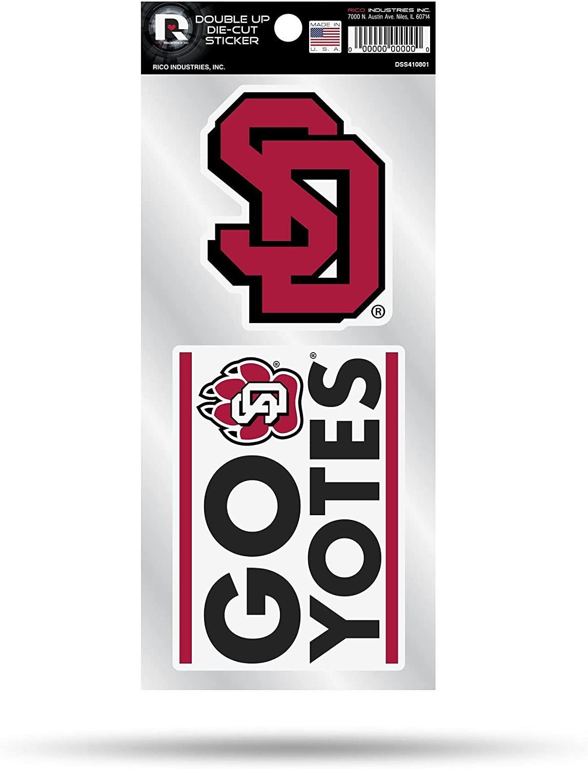 South Dakota State University Coyotes 2-Piece Double Up Die Cut Sticker Decal Sheet, 4x8 Inch