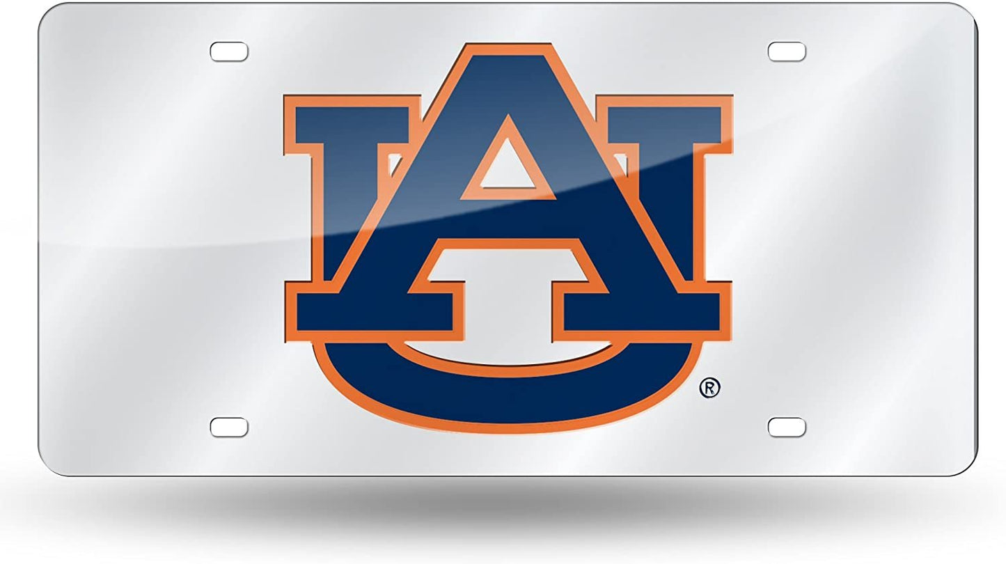 Auburn University Tigers Premium Laser Cut Tag License Plate, Mirrored Acrylic Inlaid, 12x6 Inch