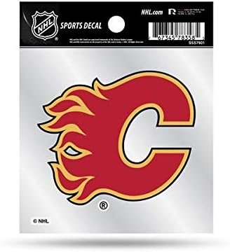 Calgary Flames 4x4 Inch Die Cut Decal Sticker, Primary Logo, Clear Backing
