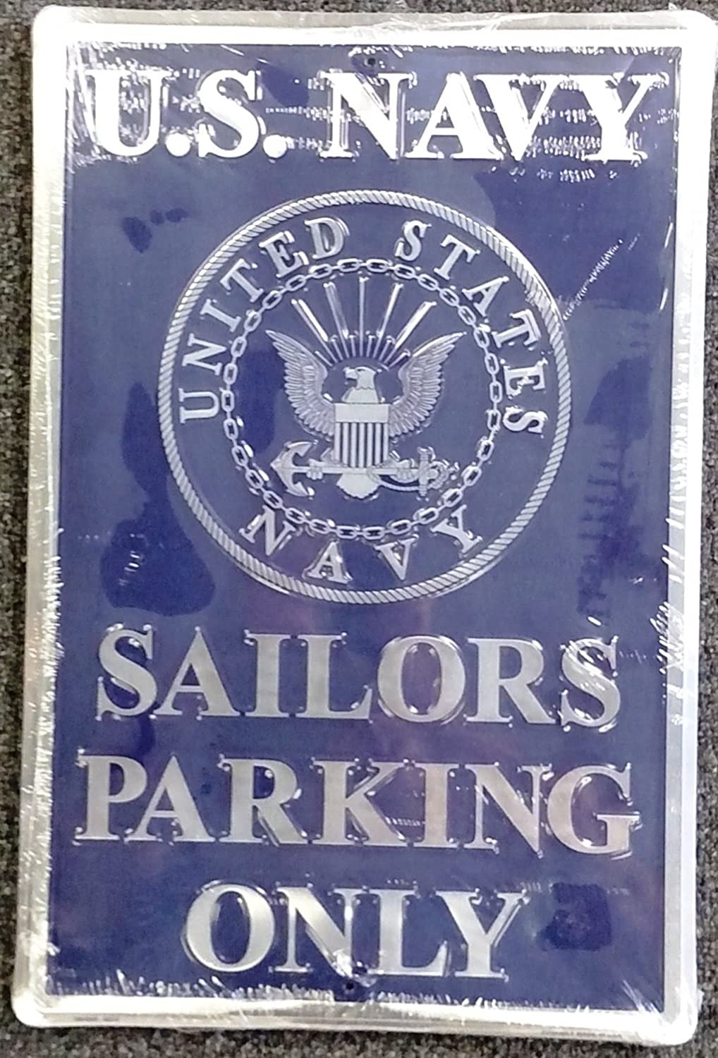 Navy Blue 12"x18" Large Metal Embossed Parking Sign Room Wall US United States Military