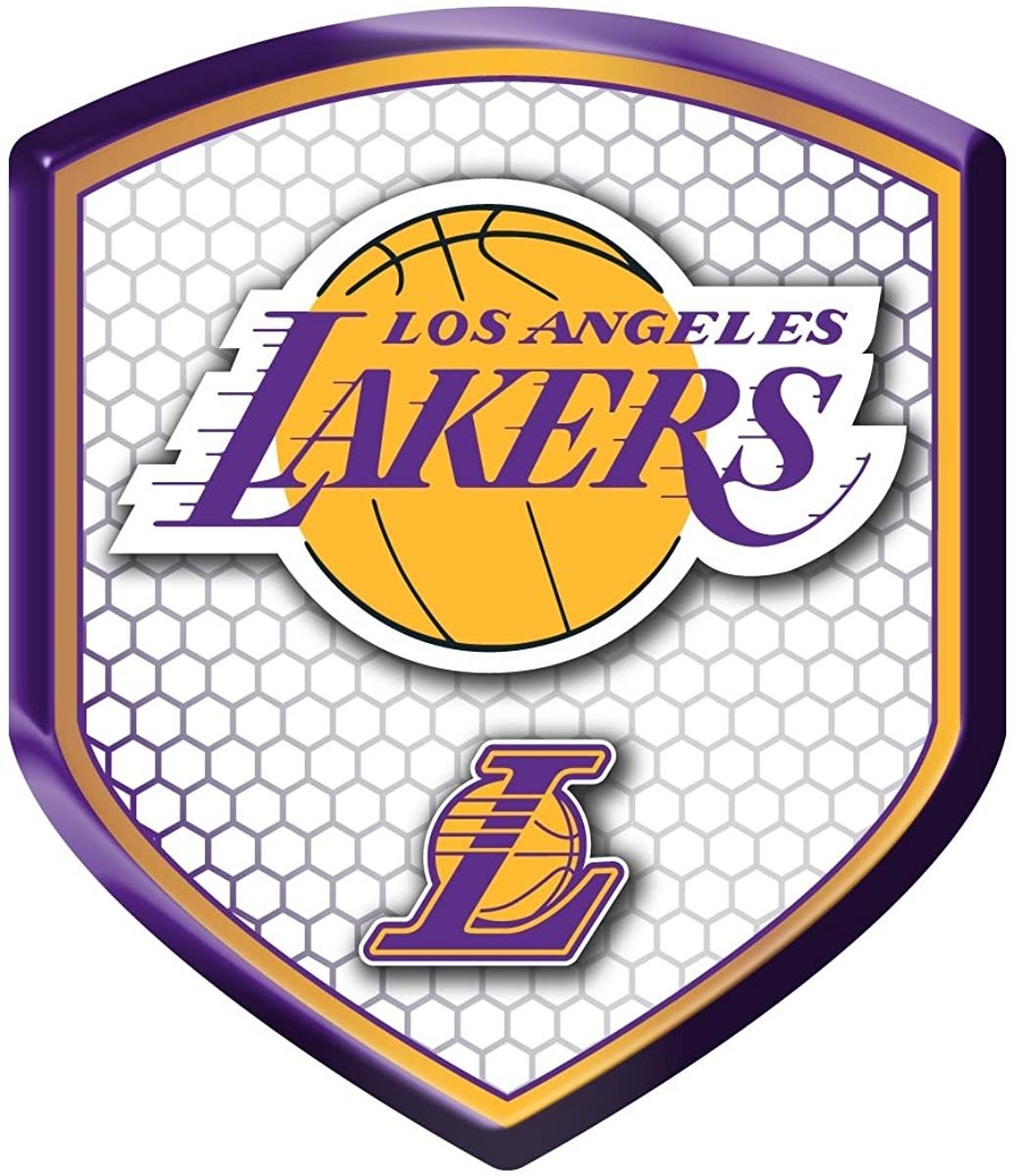 Los Angeles Lakers High Intensity Reflector, Shield Shape, Raised Decal Sticker, 2.5x3.5 Inch, Home or Auto, Full Adhesive Backing