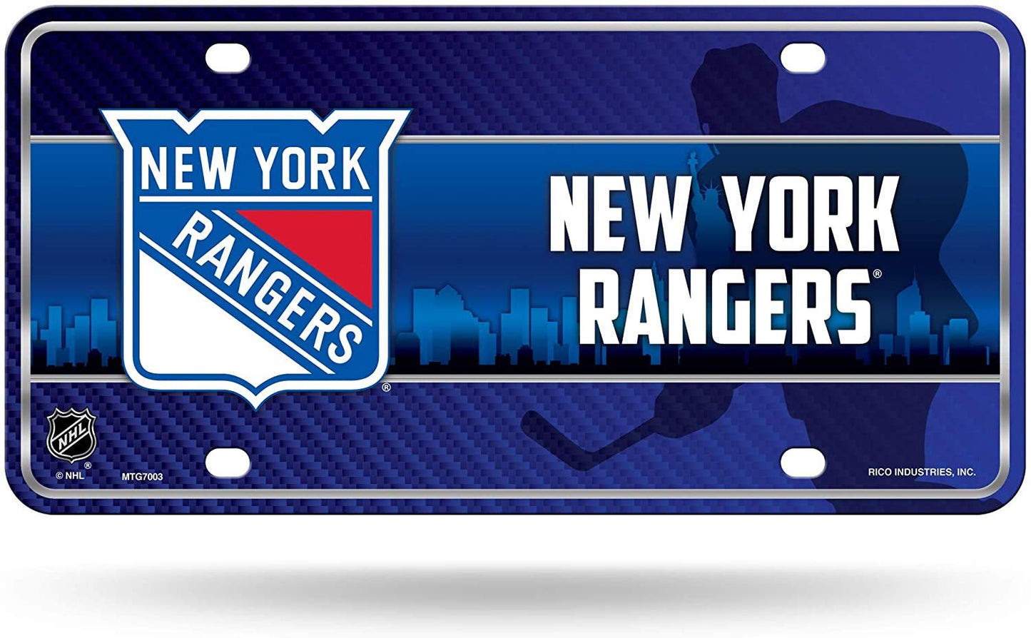 New York Rangers Metal Auto Tag License Plate, City Design, 12x6 Inch