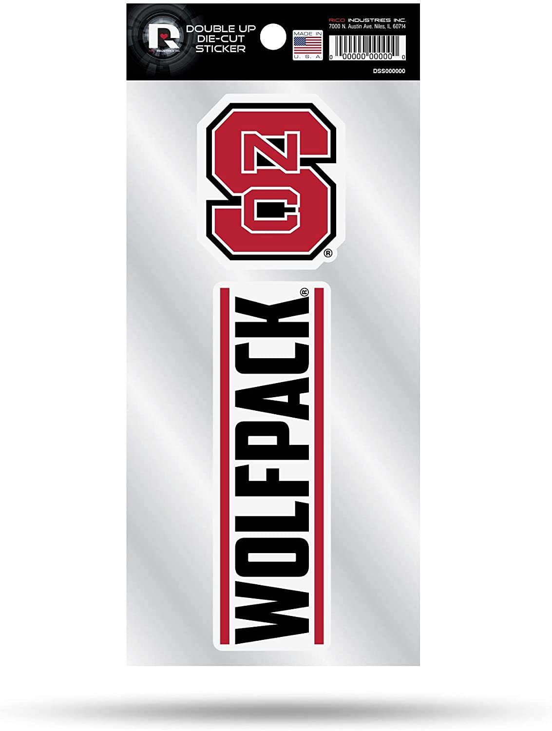 North Carolina State University Wolfpack 2-Piece Double Up Die Cut Sticker Decal Sheet, 4x8 Inch