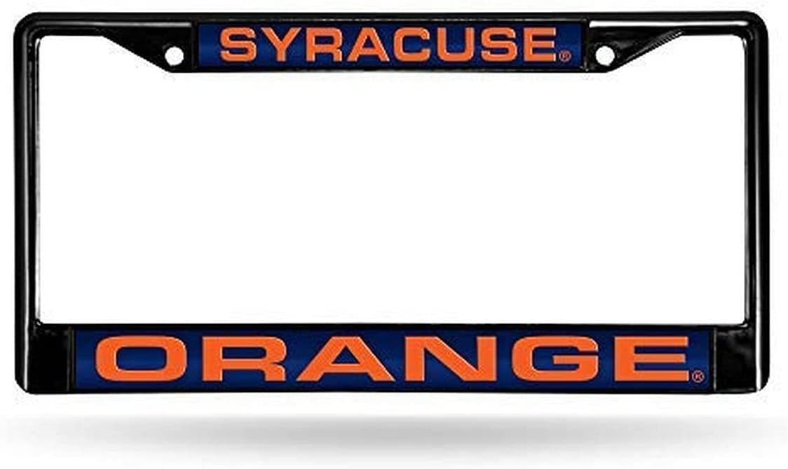 Syracuse University Orange Black Metal License Plate Frame Tag Cover, Laser Acrylic Mirrored Inserts, 12x6 Inch