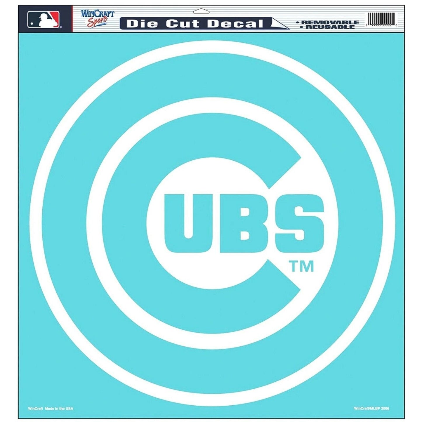 Chicago Cubs WHITE WC Jumbo 17x17 Decal Reusable Vinyl Die Cut Baseball