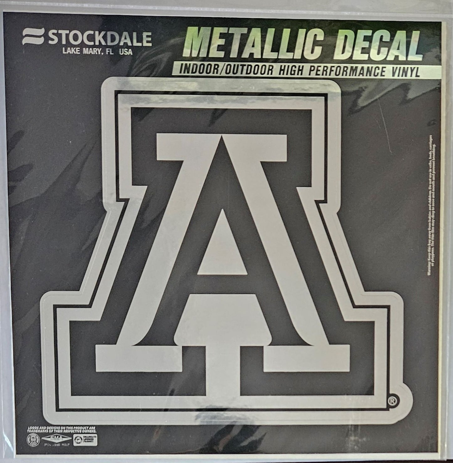 University of Arizona Wildcats Decal Sticker, Die Cut, 12 Inch, Chrome Shimmer Design, All Surface, Full Adhesive Backing, Officially Licensed