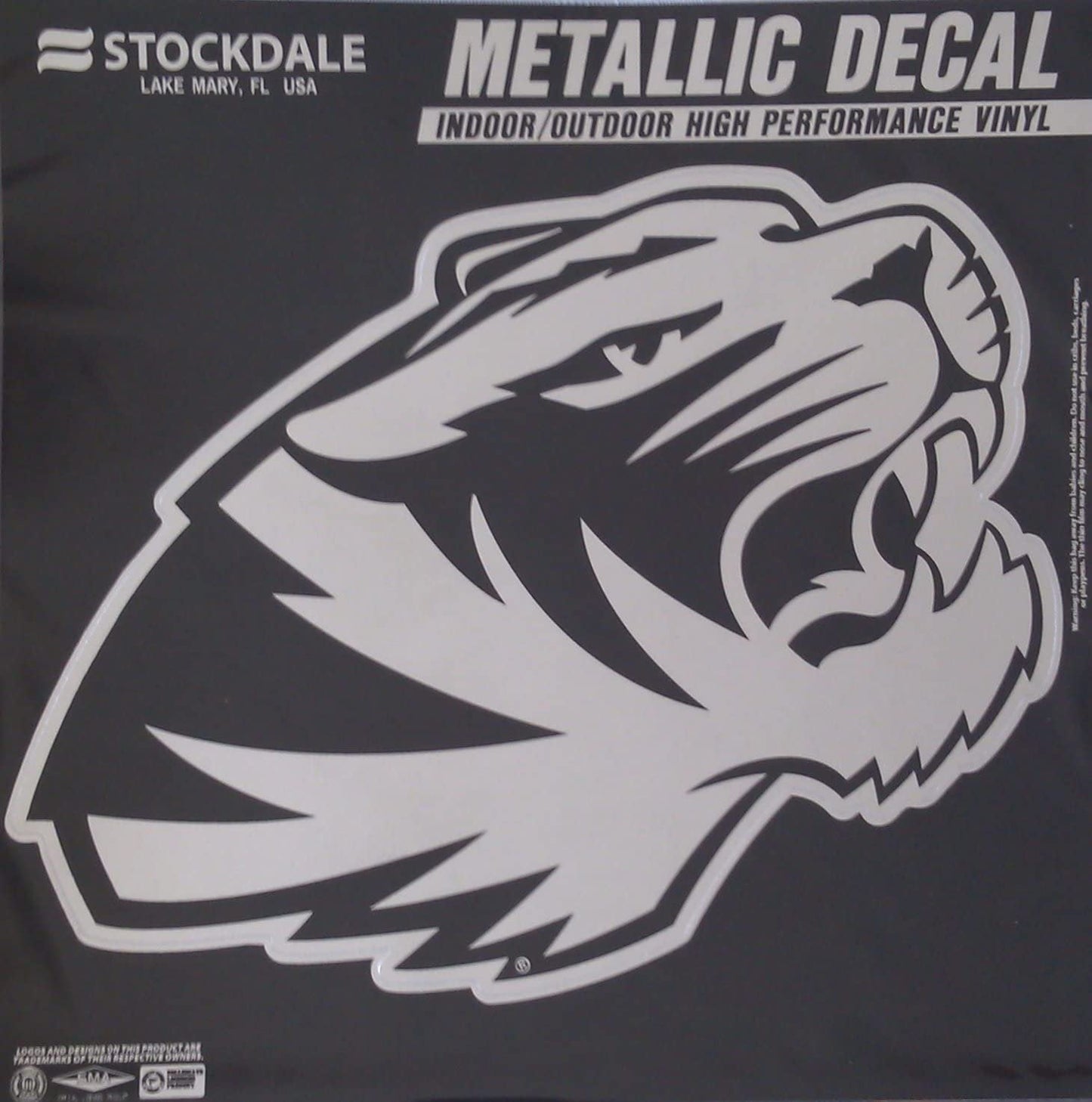 University of Missouri Tigers 6 Inch Decal Sticker, Metallic Chrome Shimmer Design