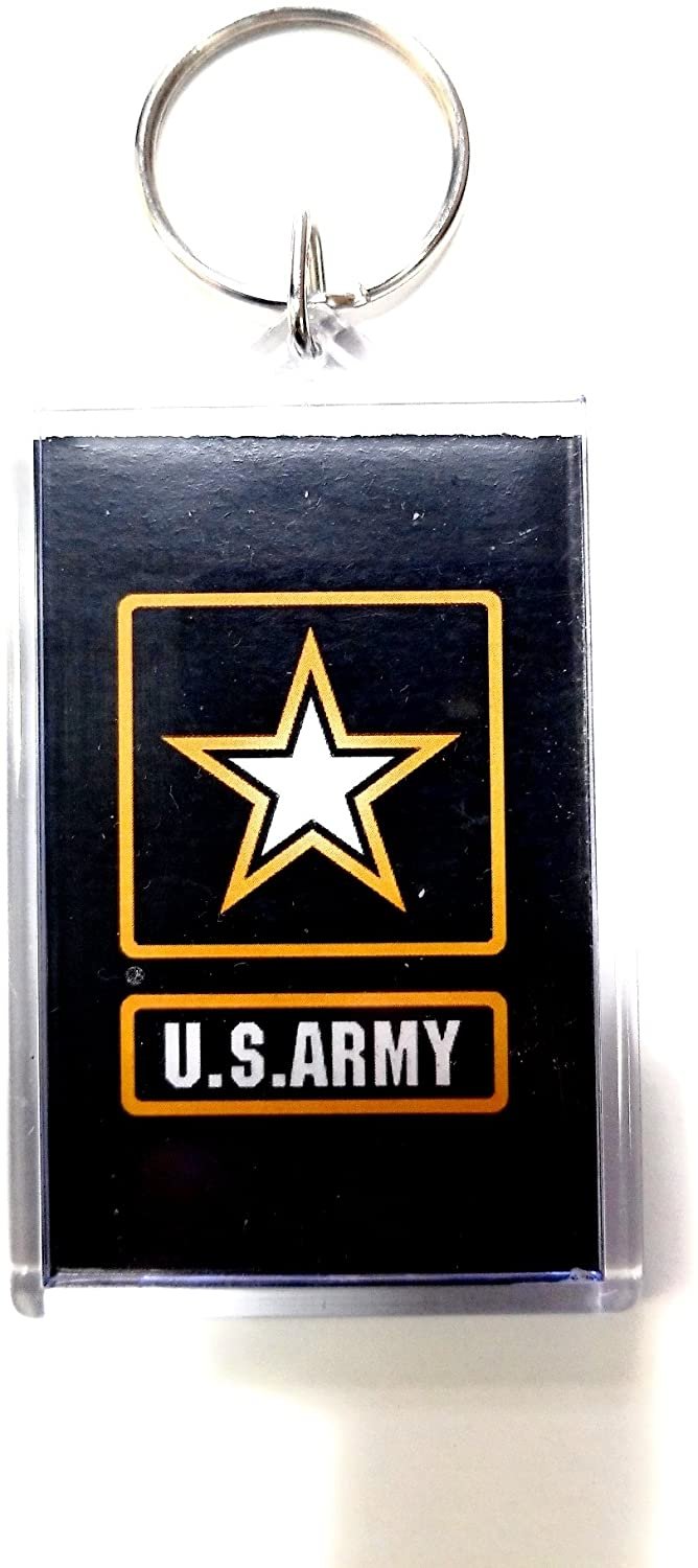 HP Industries Army 2x3 Acrylic Keychain w/1" Keyring Decal Emblem United States US Military