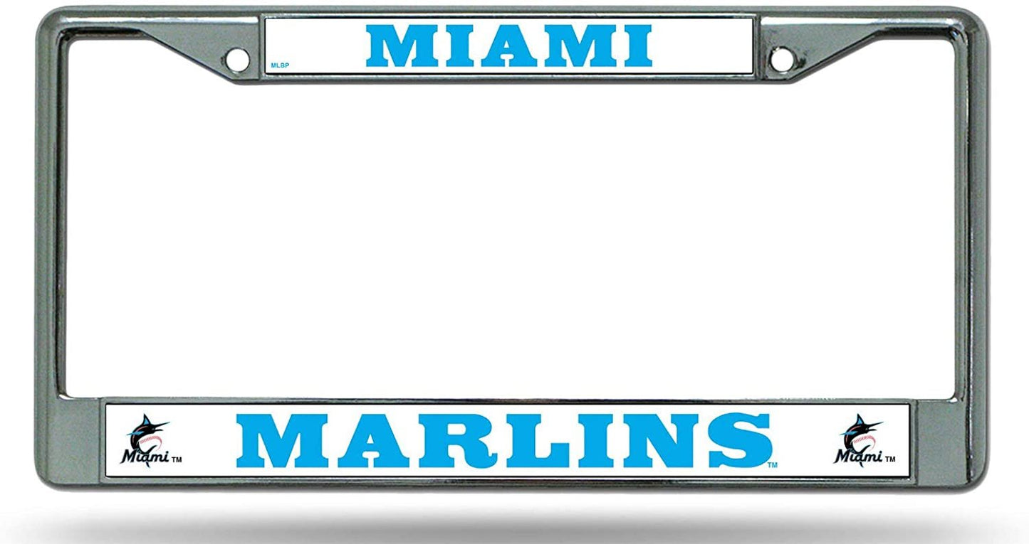 Miami Marlins Premium Chrome License Plate Frame Metal Tag Cover Baseball