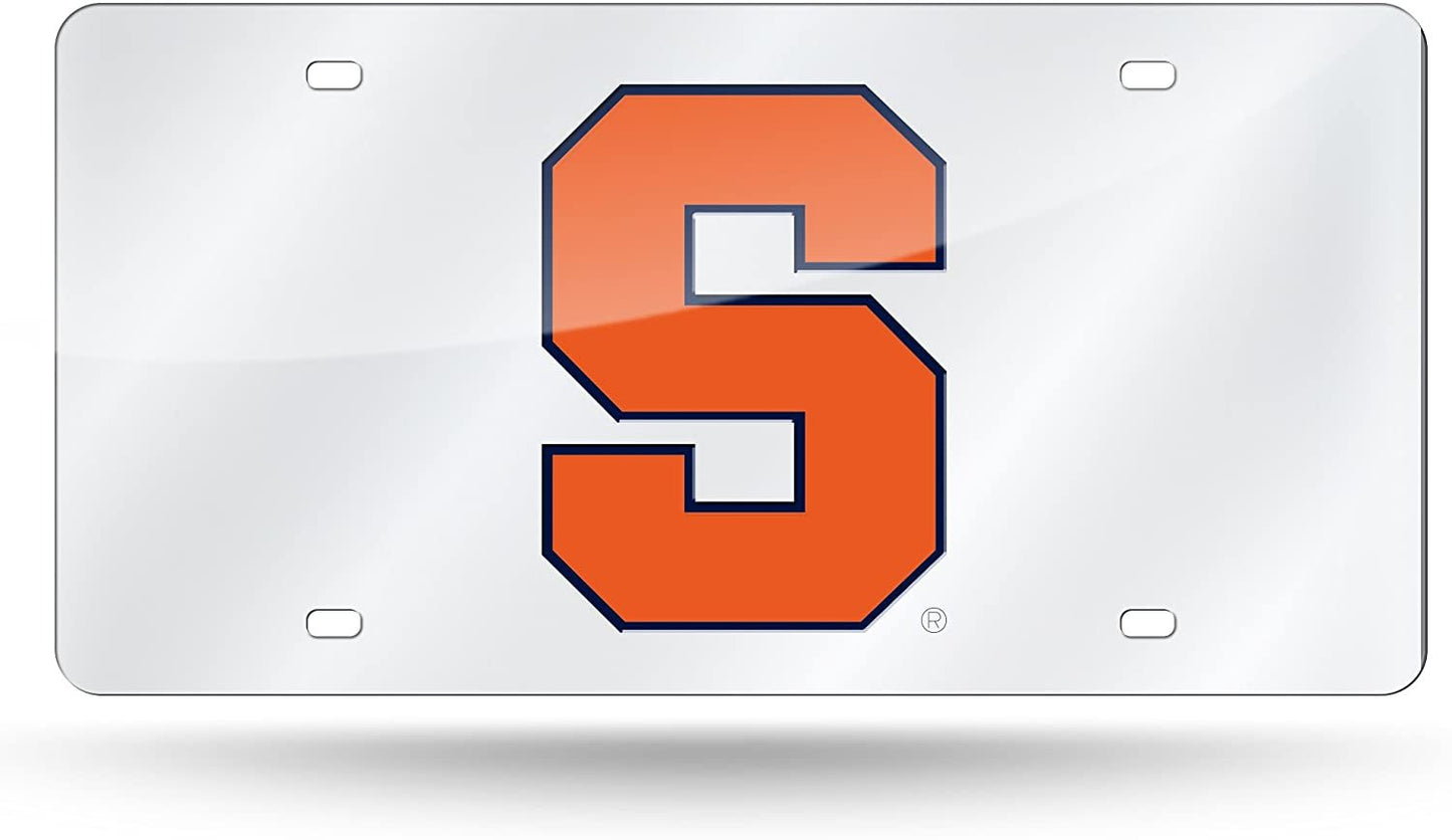 Syracuse University Orange Premium Laser Cut Tag License Plate, Mirrored Acrylic Inlaid, 12x6 Inch