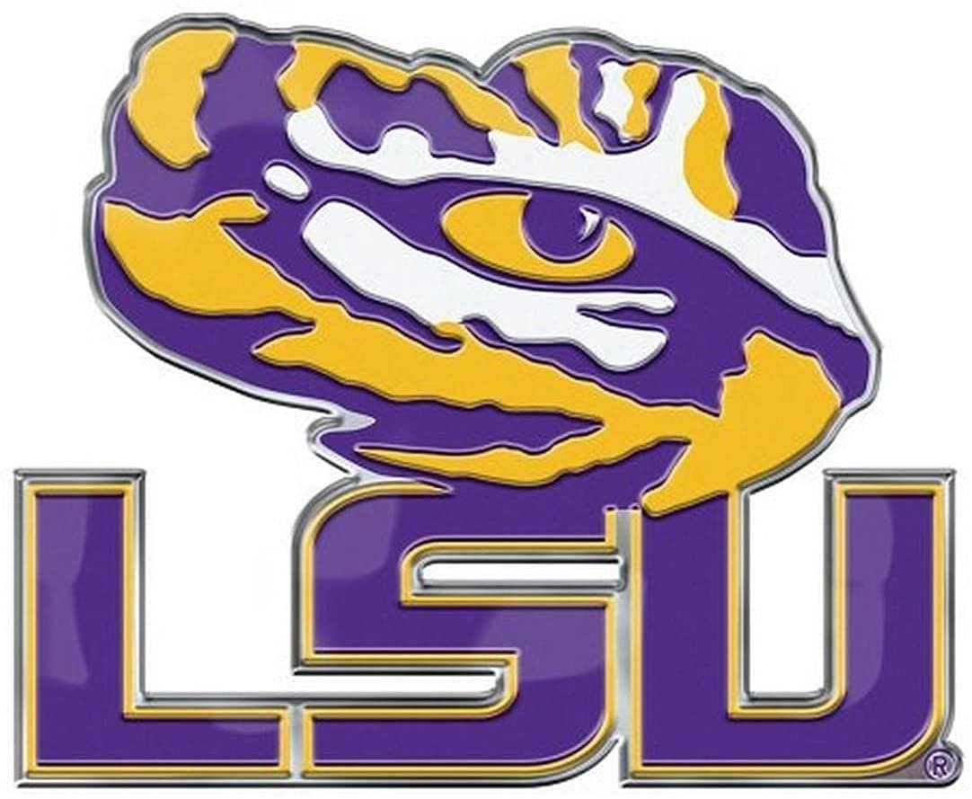 Louisiana State University Tigers LSU Auto Emblem Aluminum Metal Embossed Die Cut Logo Design