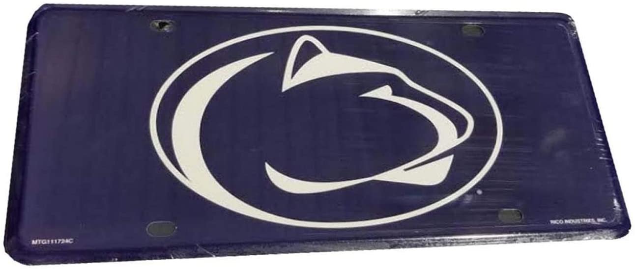 Penn State University Nittany Lions Metal Auto Tag License Plate, Logo Design Blue, 6x12 Inch