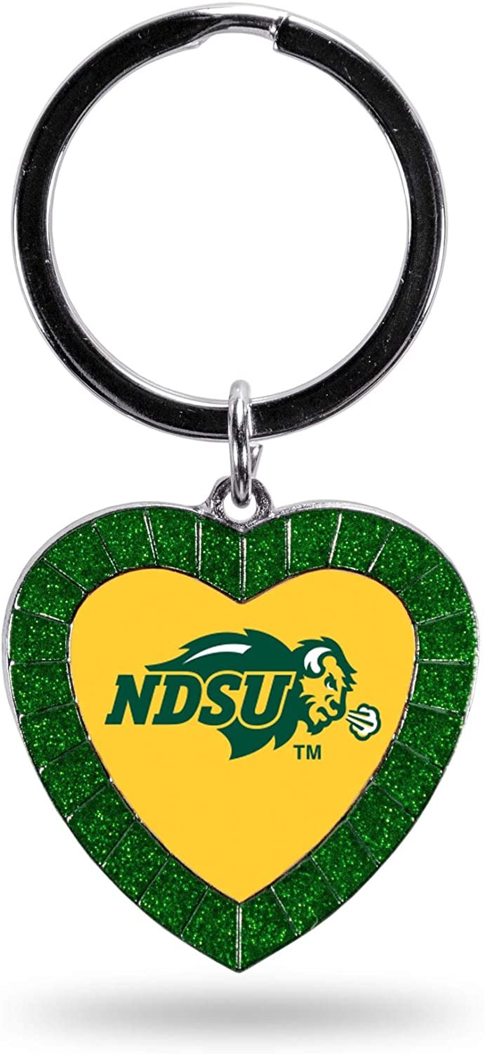 NCAA North Dakota State Bison NCAA Rhinestone Heart Colored Keychain, Green, 3-inches in length