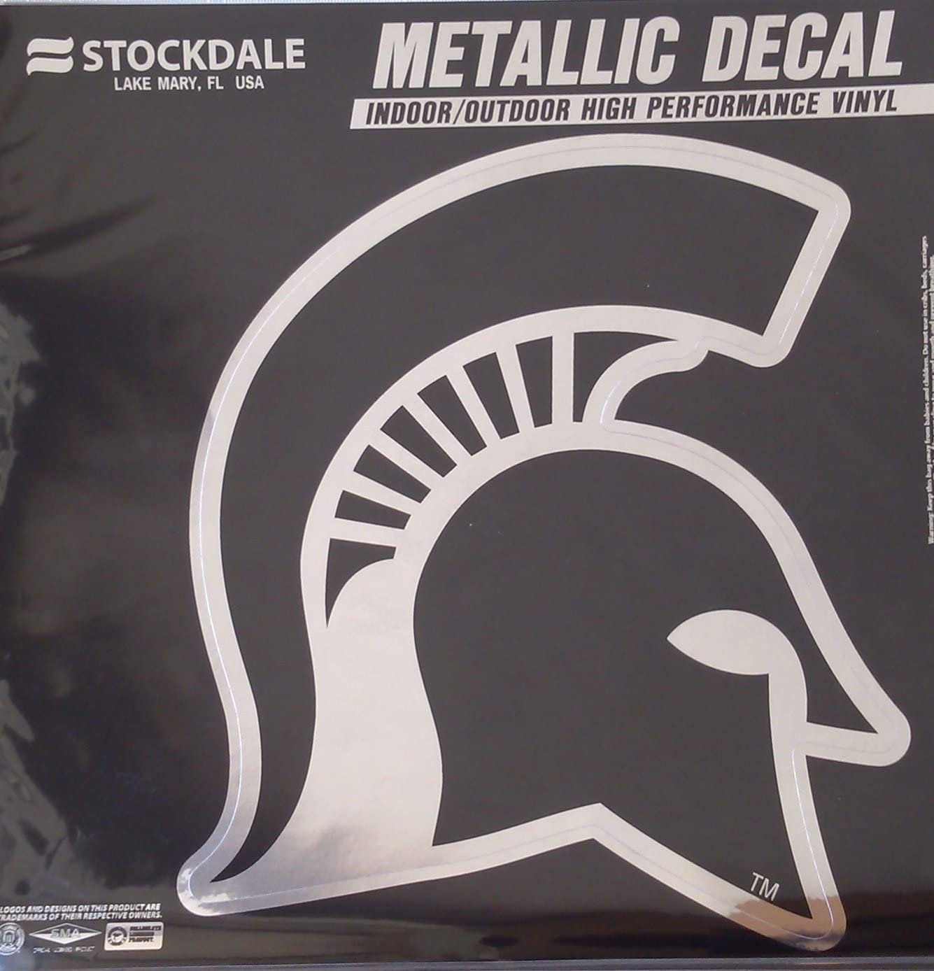 Michigan State University Spartans 12 Inch Decal Sticker, Metallic Chrome Shimmer Design