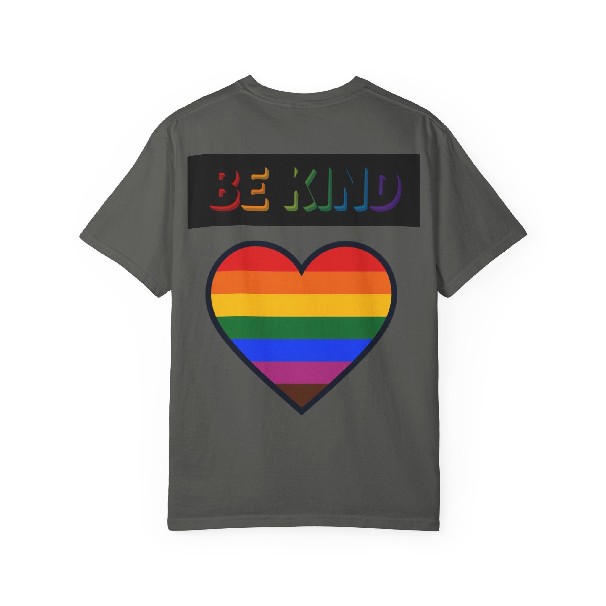 Cool Cats T-Shirt — "We Are All Cool Cats at Pride" Rainbow Tee (Back: Be Kind Heart)