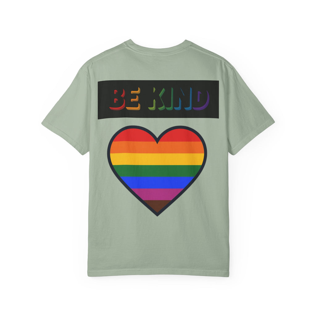 Cool Cats T-Shirt — "We Are All Cool Cats at Pride" Rainbow Tee (Back: Be Kind Heart)