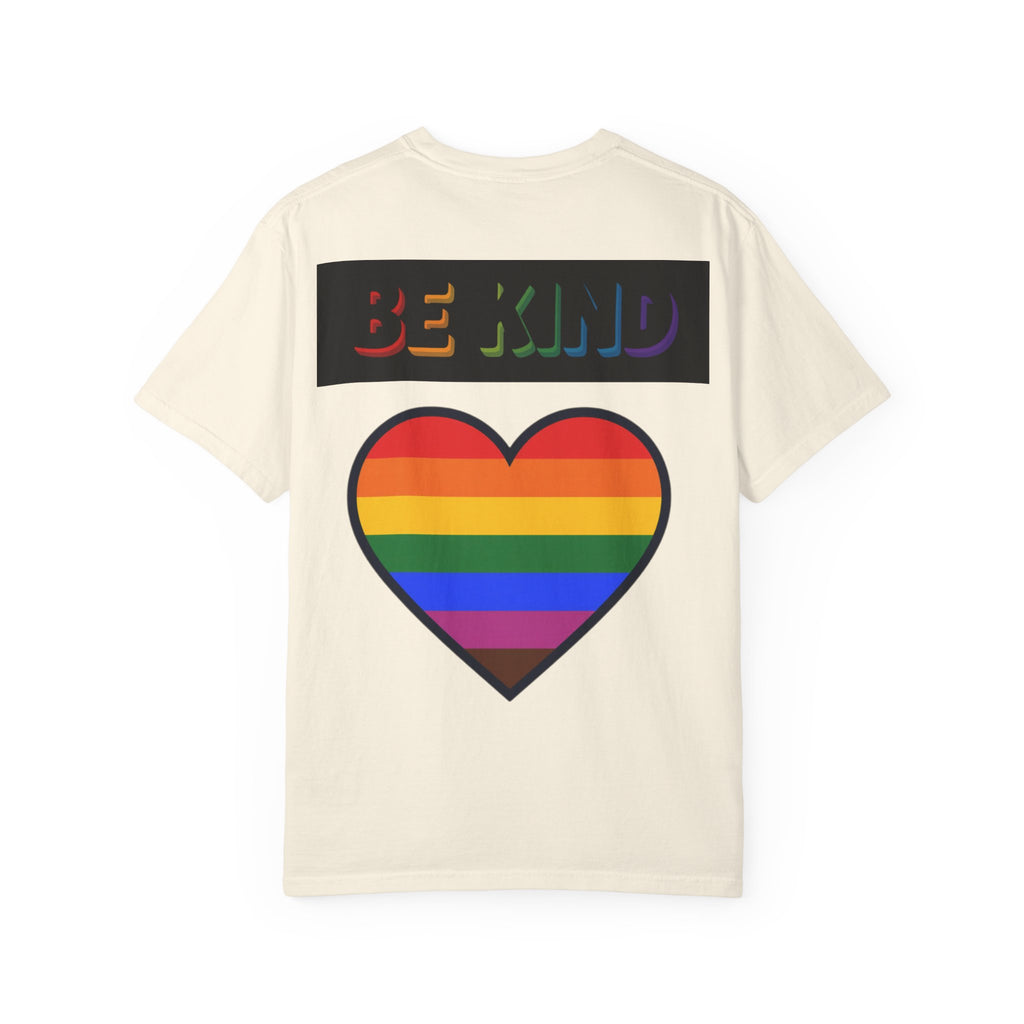 Cool Cats T-Shirt — "We Are All Cool Cats at Pride" Rainbow Tee (Back: Be Kind Heart)