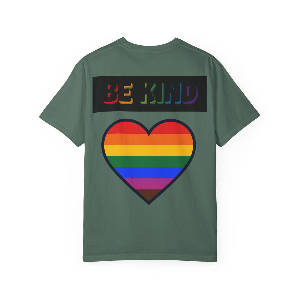 Cool Cats T-Shirt — "We Are All Cool Cats at Pride" Rainbow Tee (Back: Be Kind Heart)