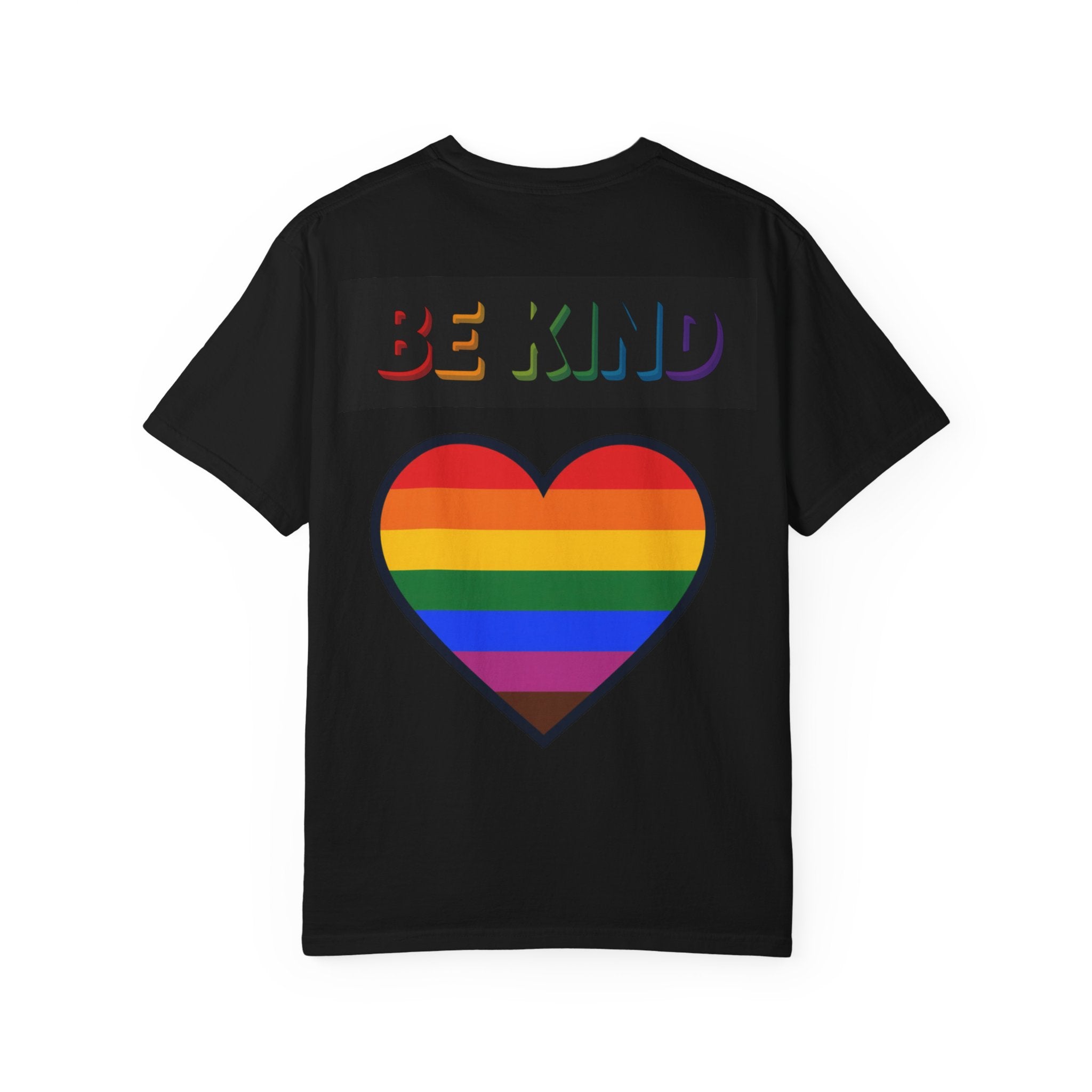 Cool Cats T-Shirt — "We Are All Cool Cats at Pride" Rainbow Tee (Back: Be Kind Heart)