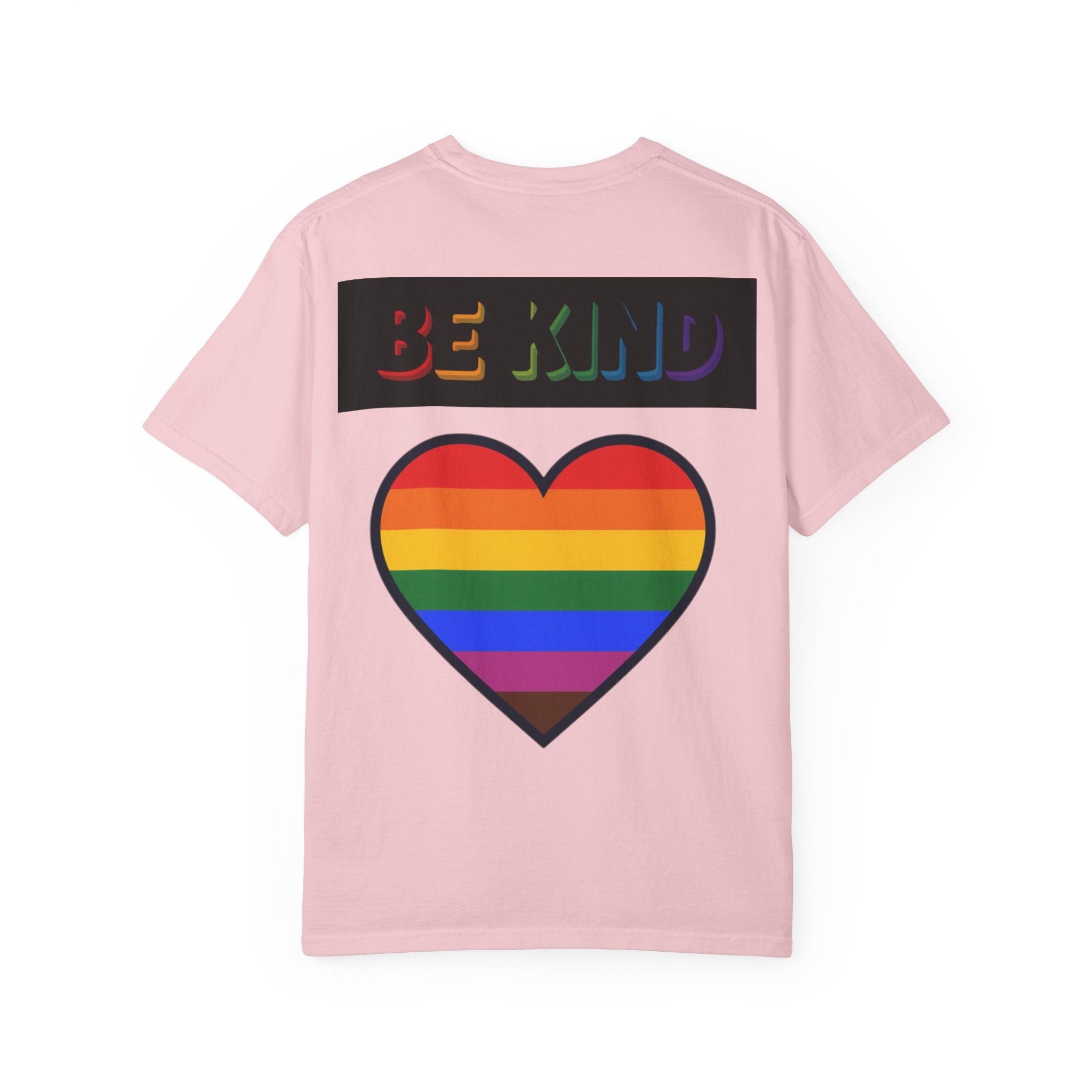 Cool Cats T-Shirt — "We Are All Cool Cats at Pride" Rainbow Tee (Back: Be Kind Heart)