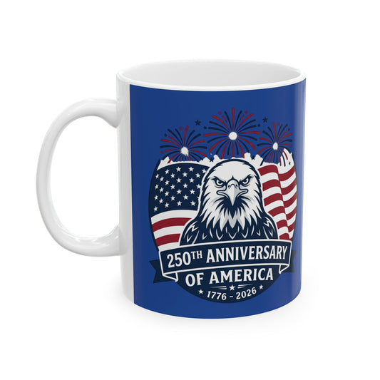 250th Anniversary USA Flag Eagle Mug | Patriotic Ceramic Coffee Cup