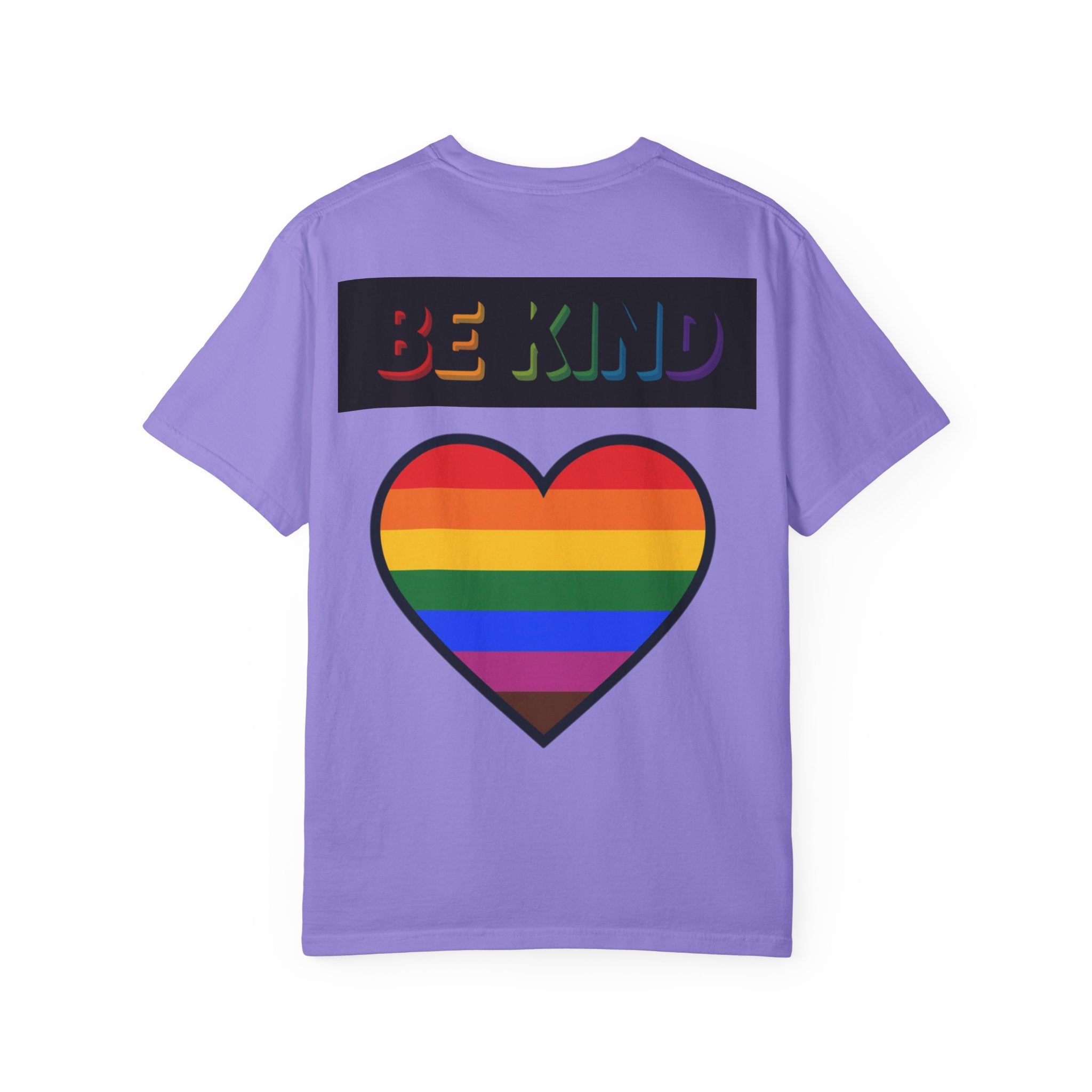 Cool Cats T-Shirt — "We Are All Cool Cats at Pride" Rainbow Tee (Back: Be Kind Heart)