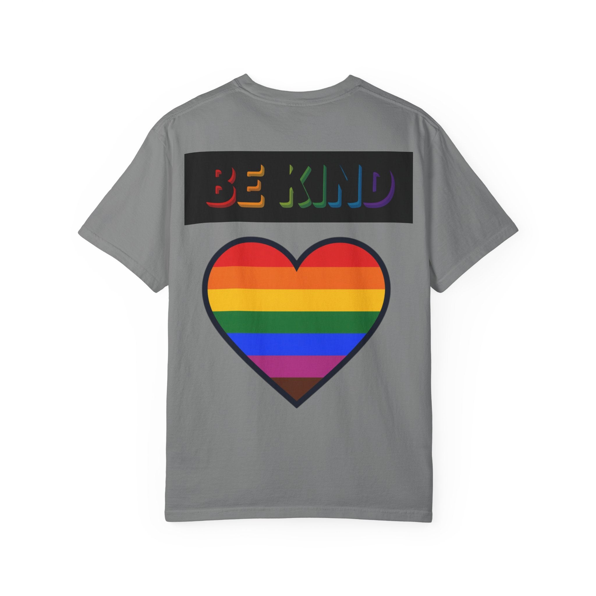 Cool Cats T-Shirt — "We Are All Cool Cats at Pride" Rainbow Tee (Back: Be Kind Heart)