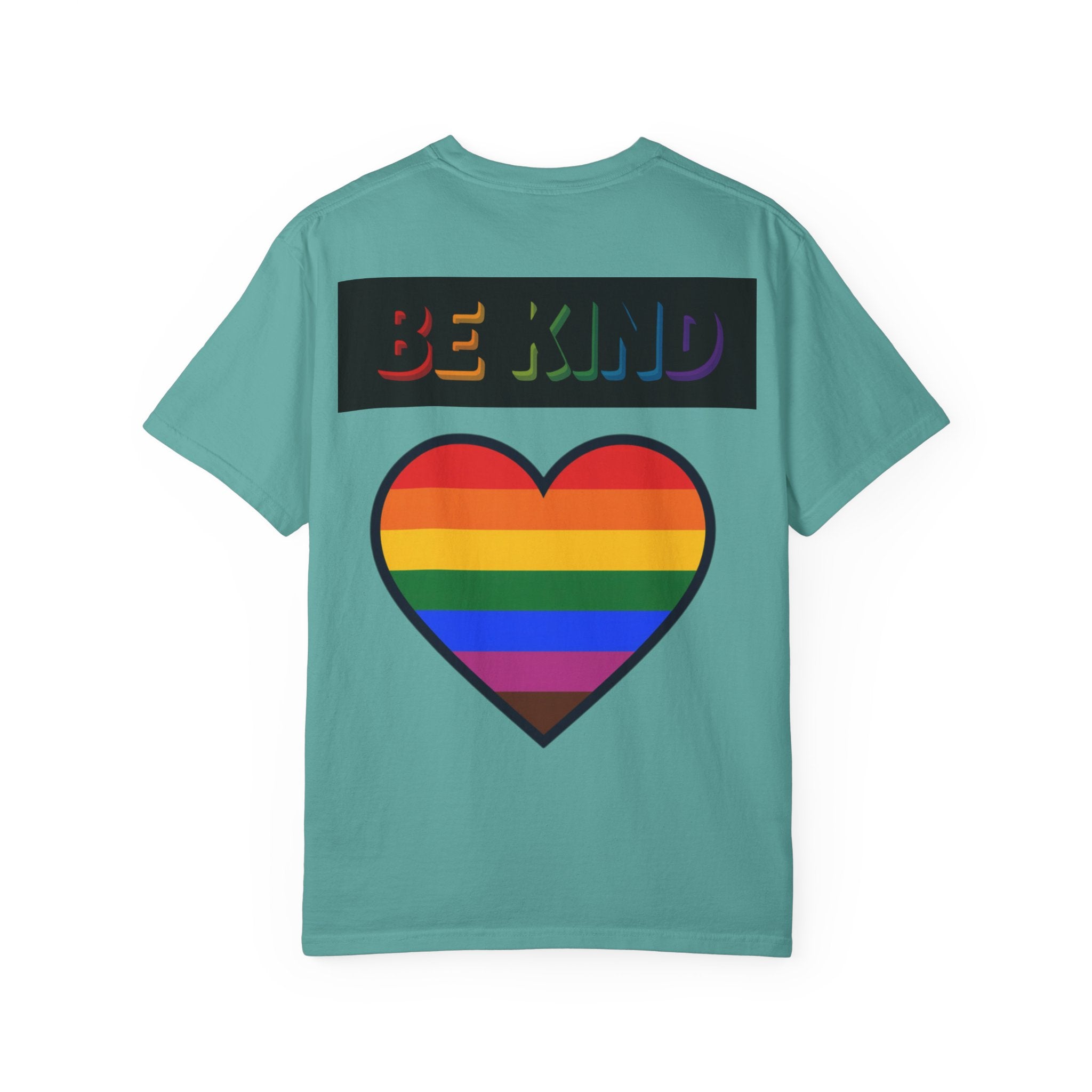 Cool Cats T-Shirt — "We Are All Cool Cats at Pride" Rainbow Tee (Back: Be Kind Heart)