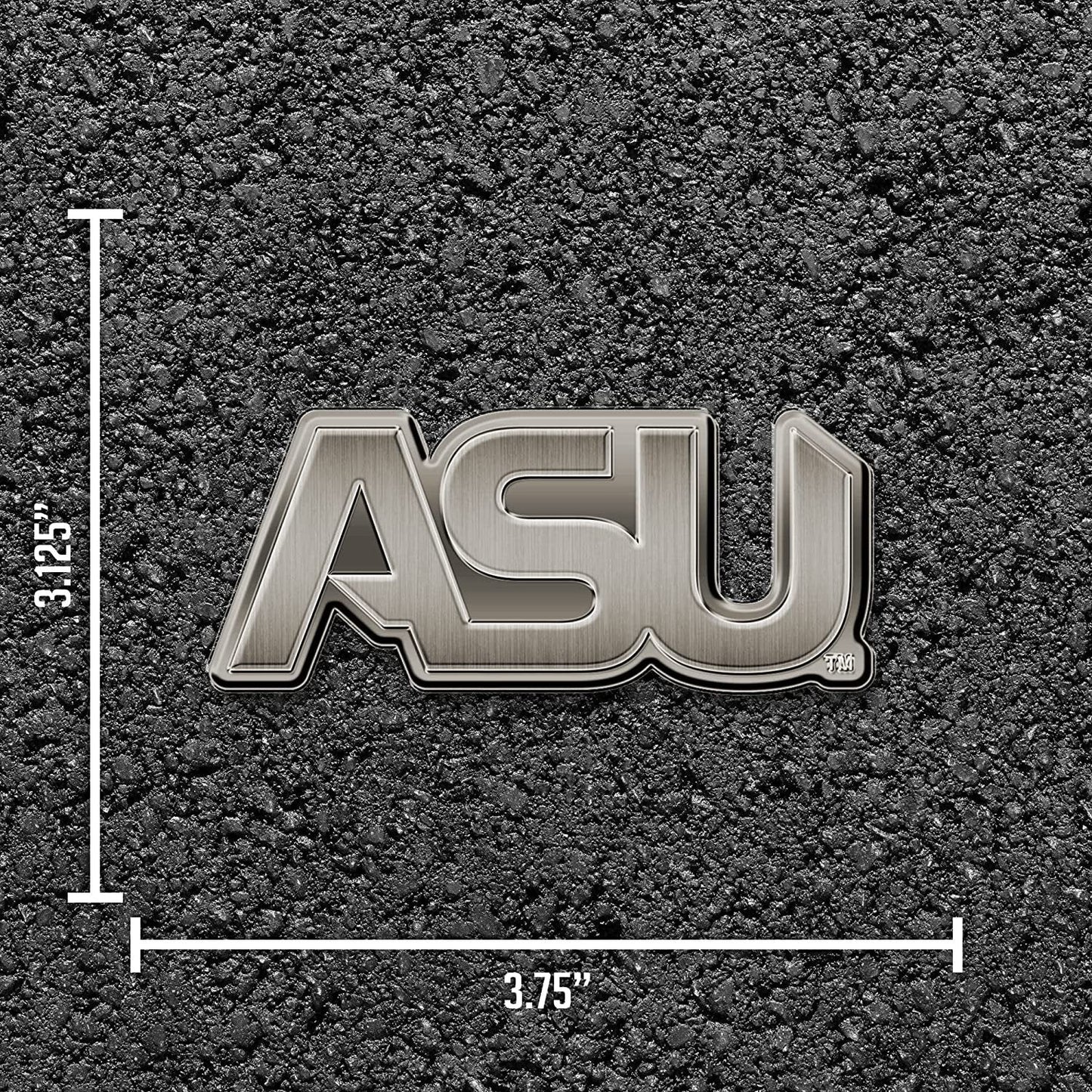 Alabama State University Hornets Premium Solid Metal Raised Auto Emblem, Antique Nickel Finish, Shape Cut, Adhesive Backing