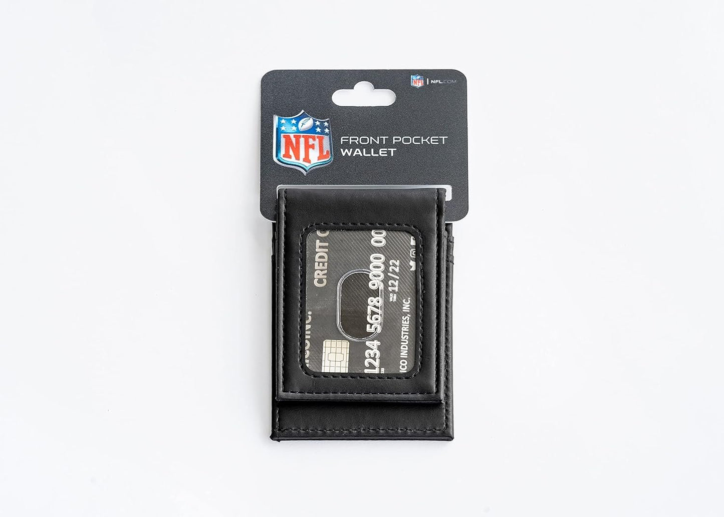 Tampa Bay Buccaneers Premium Black Leather Wallet, Front Pocket Magnetic Money Clip, Laser Engraved, Vegan