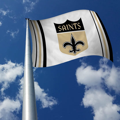 Rico Industries NFL New Orleans Saints 3' x 5' (1967-1984 W Shield Logo) Banner Flag - Single Sided - Indoor or Outdoor - Home Décor
