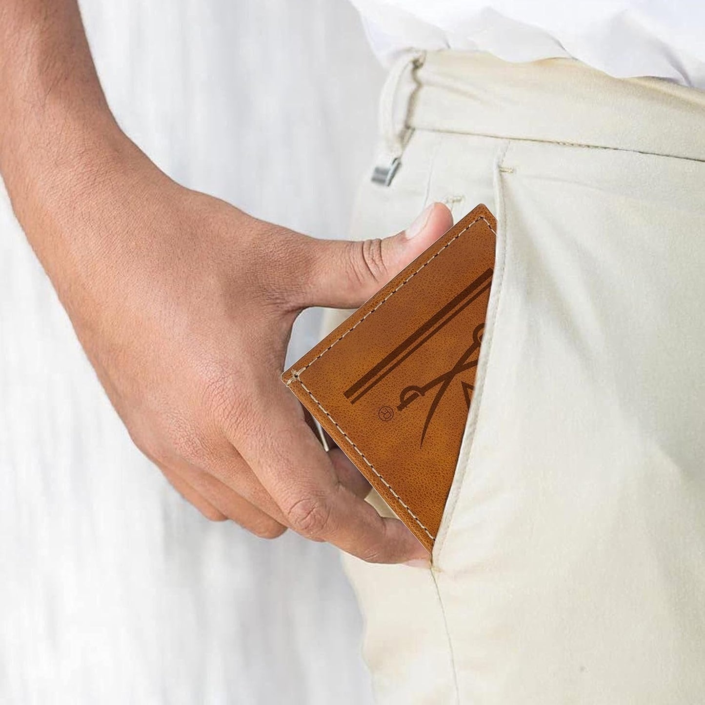 NCAA Virginia Cavaliers Men’s Front ID Pocket Brown Wallet- Premium 8 Pocket Laser-Engraved Team Logo on Vegan Leather- Minimalist Design, Credit Card Holder- Ideal for Travel or Men’s Gift
