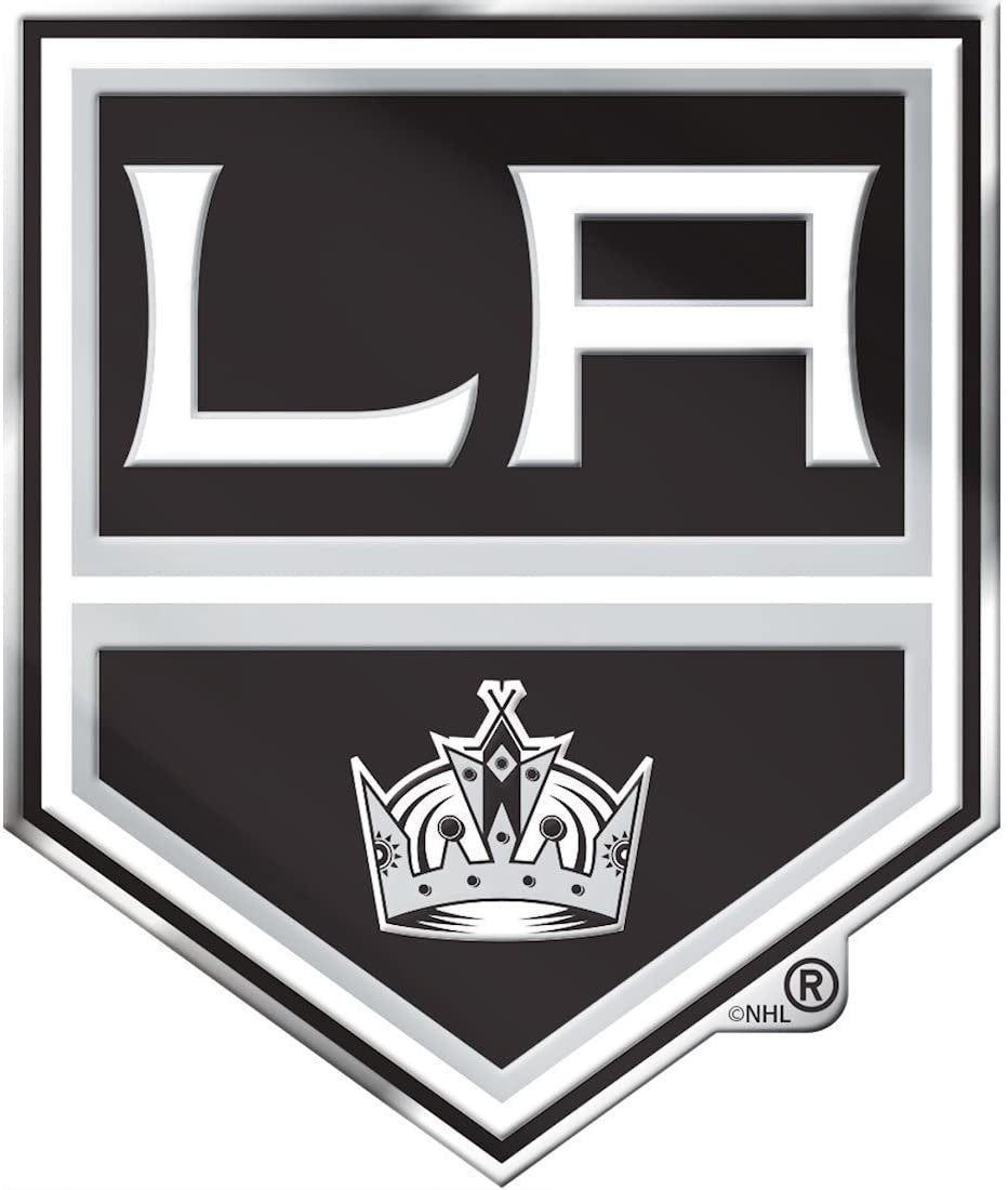 Los Angeles Kings Auto Emblem, Aluminum Metal, Embossed Team Color, Raised Decal Sticker, Full Adhesive Backing