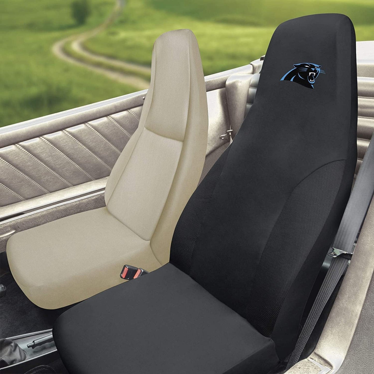 NFL Carolina Panthers Embroidered Seat Cover, Black, 20"x48"