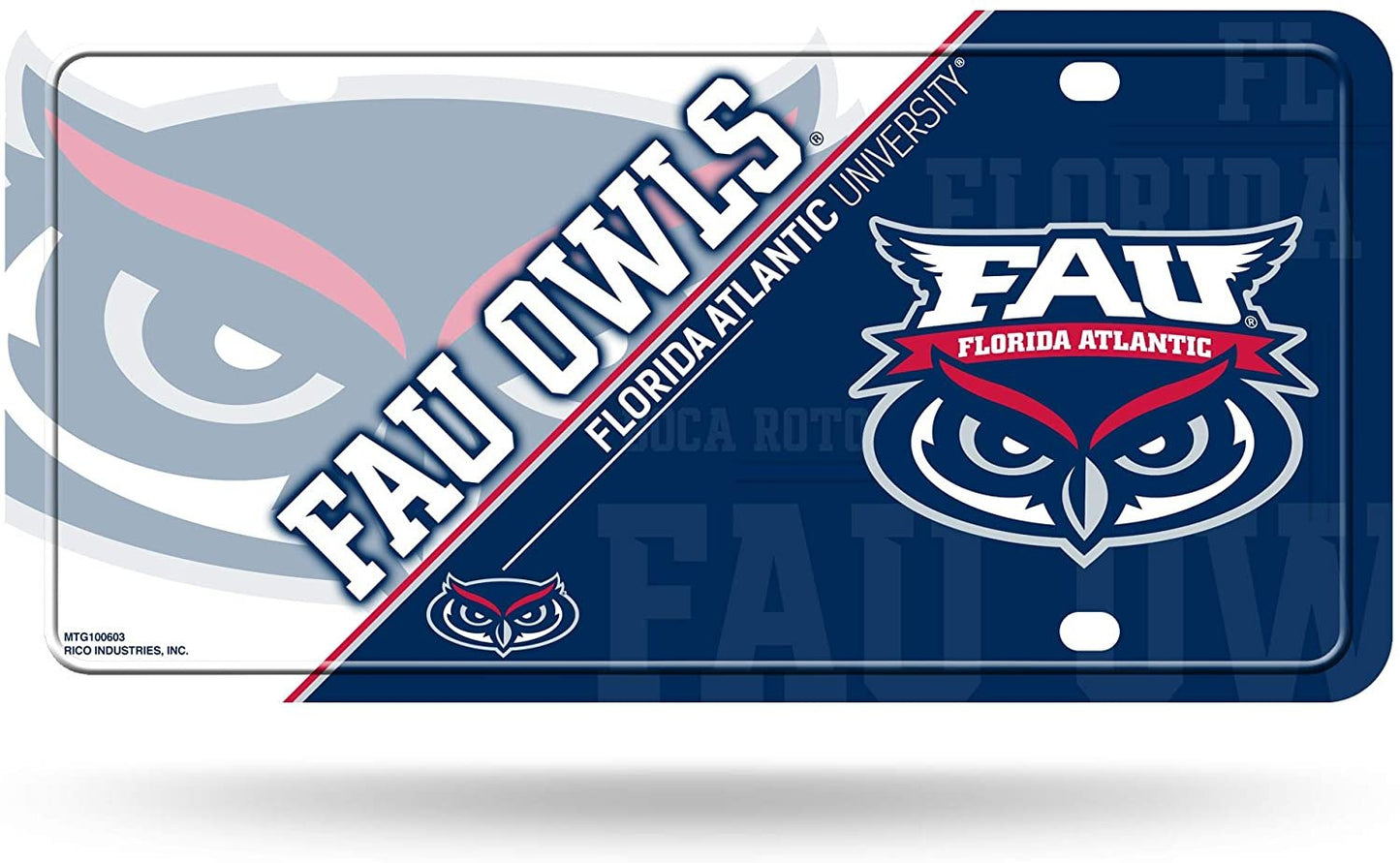 Florida Atlantic University Owls Metal Auto Tag License Plate, Split Design, 6x12 Inch